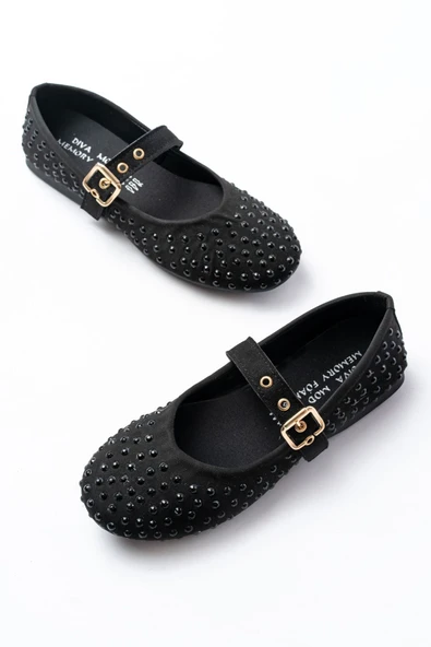 DM-6020 Siyah Troklu Baret Tokalı Günlük Kadın Babet - 4