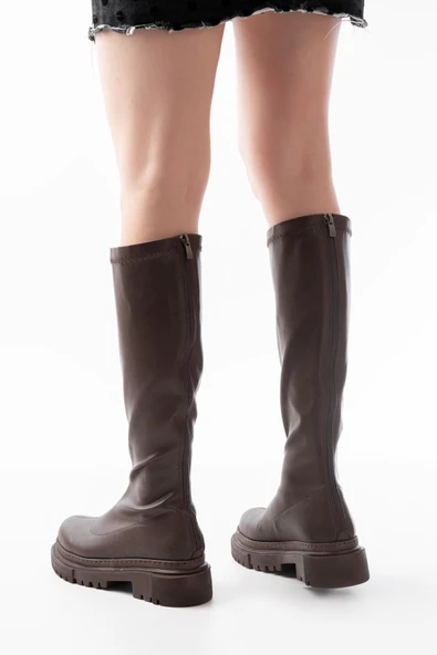 812-301 Siyah Streç Arkadan Fermuarlı Günlük Kadın Çizme - 8