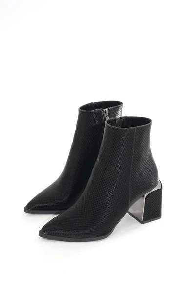 DNZ-409 Siyah Fermuarlı Topuklu Kadın Günlük Bot - 3