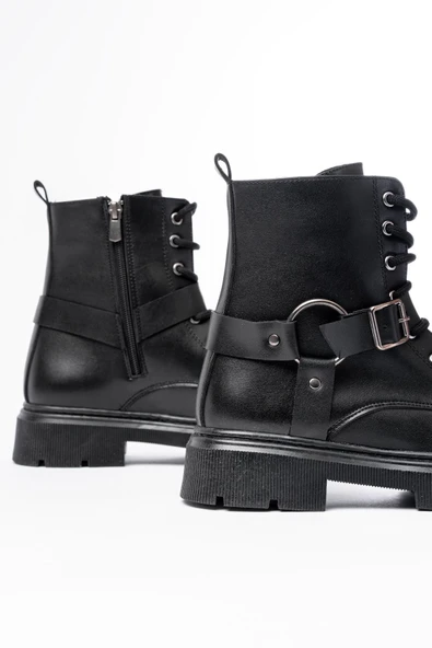 508-3038 Bej Toka Aksesuarlı Fermuarlı Günlük Kadın Bot - 9