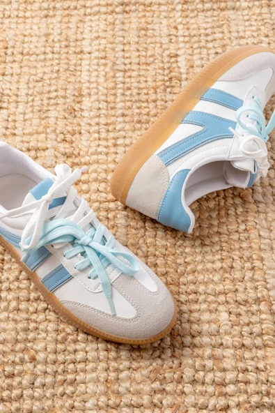 M-6005 Beyaz Garni Bağcıklı Termo Taban Günlük Kadın Spor - 12