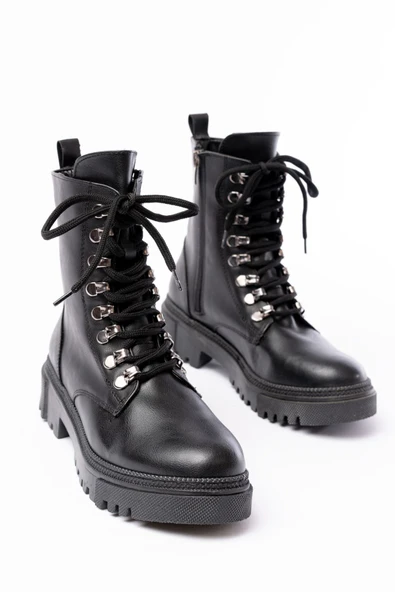 812-2121 Bej Bağcıklı Fermuarlı Günlük Kadın Bot - 12