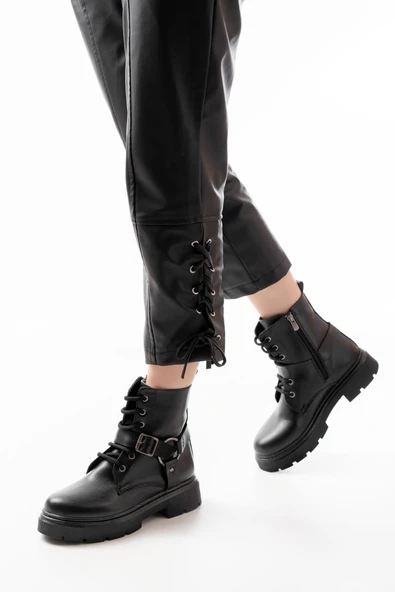 508-3038 Bej Toka Aksesuarlı Fermuarlı Günlük Kadın Bot - 7