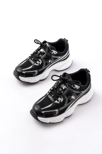 F-329 Siyah Günlük Bağcıklı Beyaz Tabanlı Yazlık Spor Ayakkabı - 4