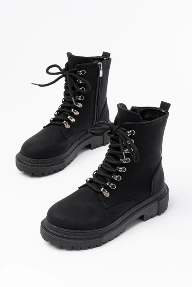 812-2121 Bej Bağcıklı Fermuarlı Günlük Kadın Bot - 8