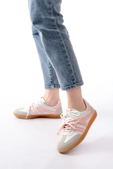 M-6005 Beyaz Garni Bağcıklı Termo Taban Günlük Kadın Spor - 4