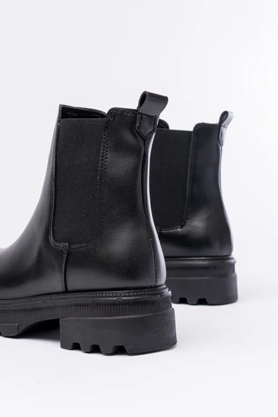 745-2137 Siyah Kalın Taban Lastikli Günlük Kadın Bot - 5