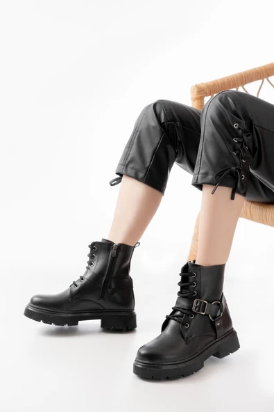 508-3038 Bej Toka Aksesuarlı Fermuarlı Günlük Kadın Bot - 6