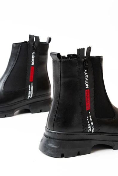 ASM-086 Bej Fashion Aksesuarlı Fermuarlı Günlük Kadın Bot - 10