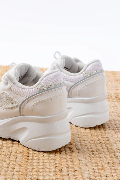 F-185 Siyah Günlük Bağcıklı Taş Aksesuarlı Yazlık Spor Ayakkabı - 10