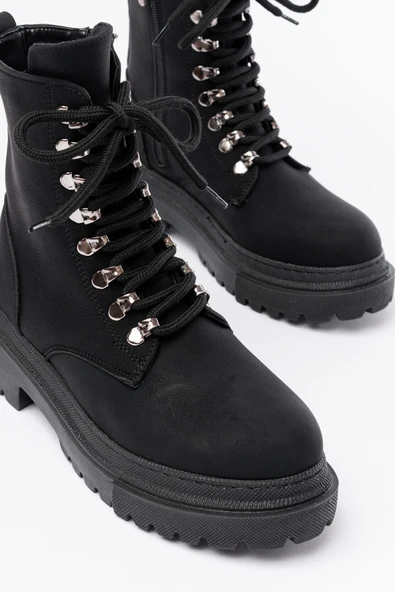 812-2121 Bej Bağcıklı Fermuarlı Günlük Kadın Bot - 6