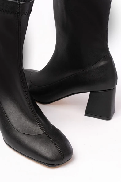 HC-2700 Siyah Streç Topuklu Fermuarlı Günlük Kadın Bot - 3