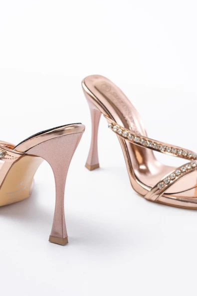 A-60 Kadın Rose Taşlı Platformlu Topuklu Terlik - 4