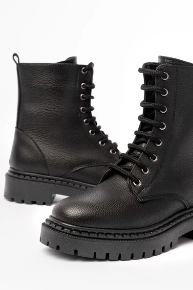 1101-2289 Siyah Luna Bağcıklı Fermuarlı Günlük Kadın Bot - 5