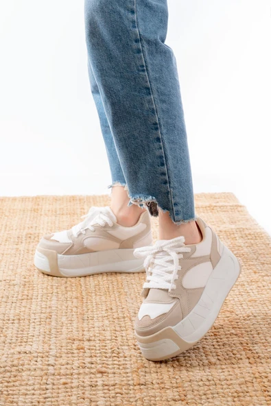 SP-190 Siyah Garni Bağcıklı Fileli Yüksek Taban Günlük Spor Ayakkabı - 6