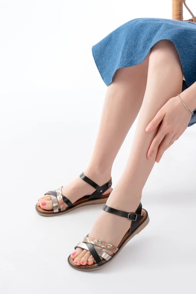 205-015 Taba Garni Ortopedik Hakiki Deri Kadın Sandalet - 10