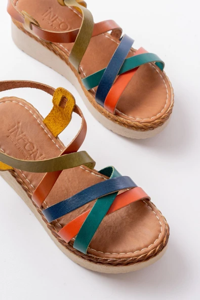 730-153 Multi Ortopedik Hakiki Deri Dolgu Kadın Sandalet - 4