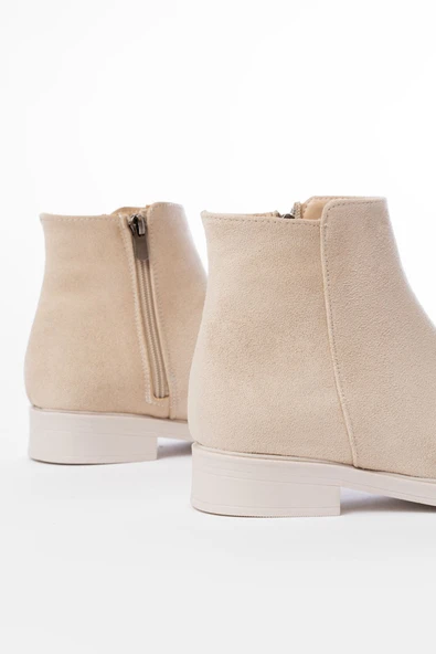 165-204 Bej Süet Fermuarlı Günlük Kadın Bot - 7
