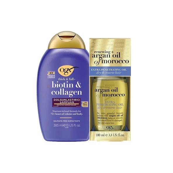 Organix Biotin&Collagen Şampuan 385 ml+Argan Saç Bakım Yağı 100 ml Set ürün görseli