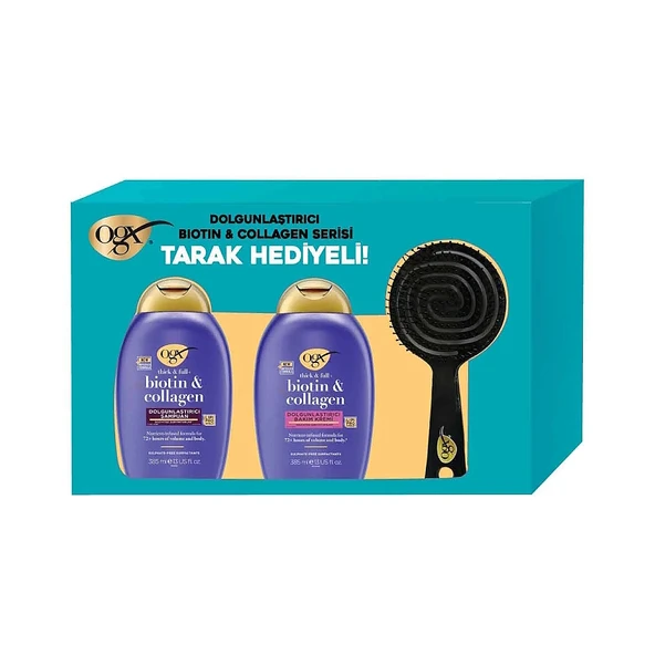 Organix Biotin&Collagen Şampuan 385 ml+Saç Kremi 385 ml+Tarak Hediyeli 3lü Set ürün görseli