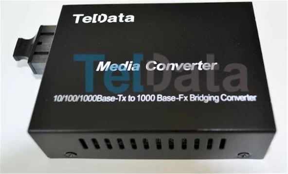Teldata Media Converter Single Mode 10-100-1000 20 Km Dual Sc 2 Li Paket Set - 1