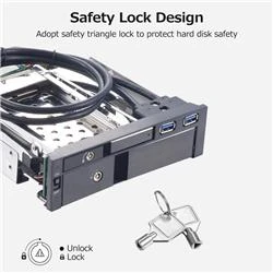 Oem 5,25" Dahili Çift Yuvalı Sabit Disk Kutusu 2,5+3,5 inç SATA HDD-SSD Muhafaza Aletsiz Tasarım - 3