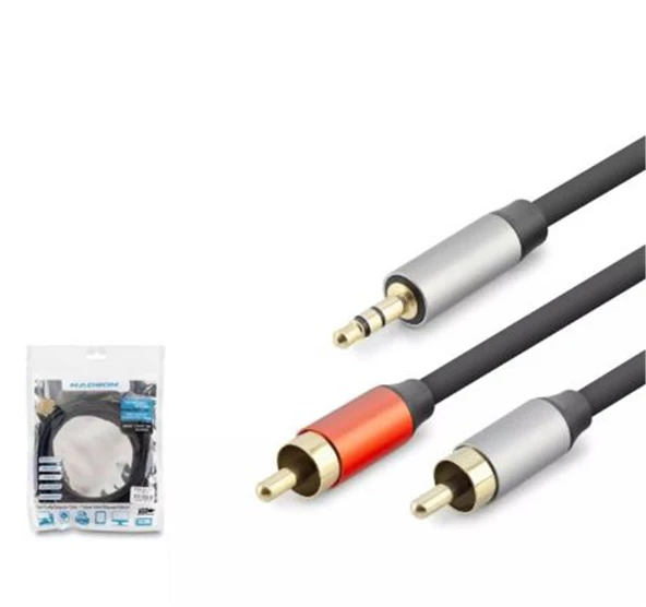 HADRON HDX1074 3.5MM TO 2RCA KABLO 2LINE GOLD 3M SİYAH ürün görseli