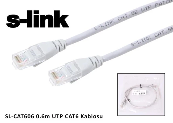 S-link SL-CAT606 cat6 0.60mt Gri Utp Patch Kablo ürün görseli