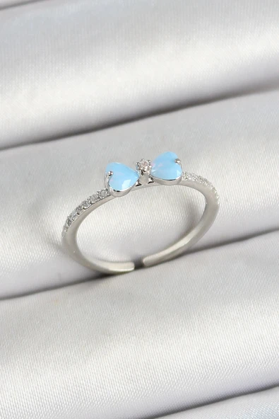 CEYLAN ADAM Pirinç Fiyonk Figürlü Zirkon Taşlı Gümüş Renk Ayarlanabilir Kadın Yüzük ürün görseli 1