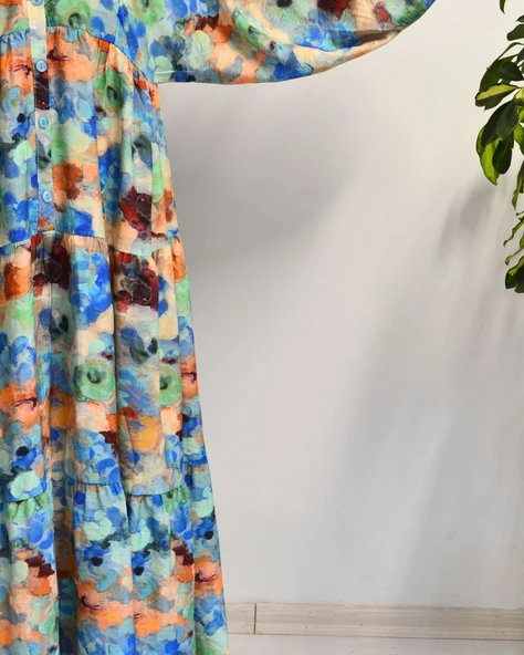 Kadın Modal Tesettür Elbise – Paisley Desenli – Rahat Kalıp – 135 cm Boy – 1-2 Beden - 4