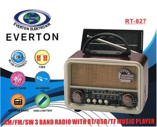 Everton RT-827 Bluetooth-USB-SD-FM Şarjlı Nostaljik Radyo (Solar Güneş Panelli) - 4