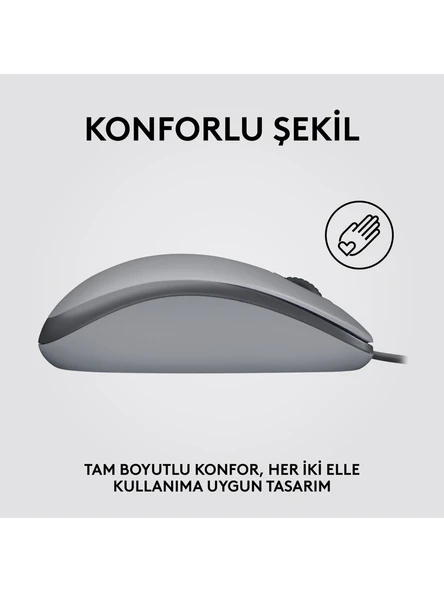 Logitech M110 Sessiz Tam Boyutlu Kablolu Usb-A Bağlantılı Optik Mouse - Gri - 2