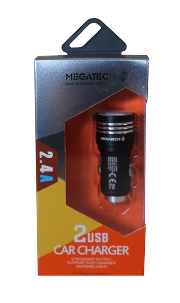 Megatech T05-M24 Renkli 2.4A 2Usb Çelik Araç Şarj Aleti ürün görseli 1