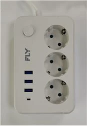 Fly 3406-01 3lü Anahtarlı 2.1A 3Usb Şarj Çıkışı 2mt Anahtarlı  Akım Korumalı Priz Çocuk Koruması - Resim 4