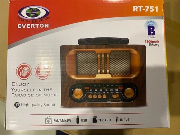 Everton Rt-751 -Fm-Am-Sw-Usb-Tf Card-Aux Nostaljik Radyo Solar (Güneş Paneli) ürün görseli 1