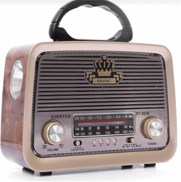 Everton RT-301 Bluetooth-USB-SD-FM Şarjlı Nostaljik Radyo El Fenerli