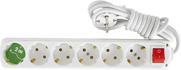 Almera 6lı 2mt Anahtarlı Topraklı Priz (9260202) - 2