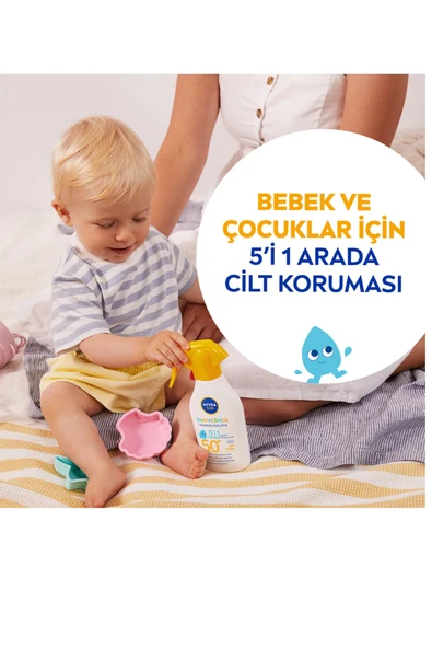 Nivea Sun Bebek & Çocuk Güneş Spreyi SPF 50 – 270 ml | Hassas Ciltler İçin Yüksek Koruma | Suya Dayanıklı Güneş Koruyucu - Resim 5