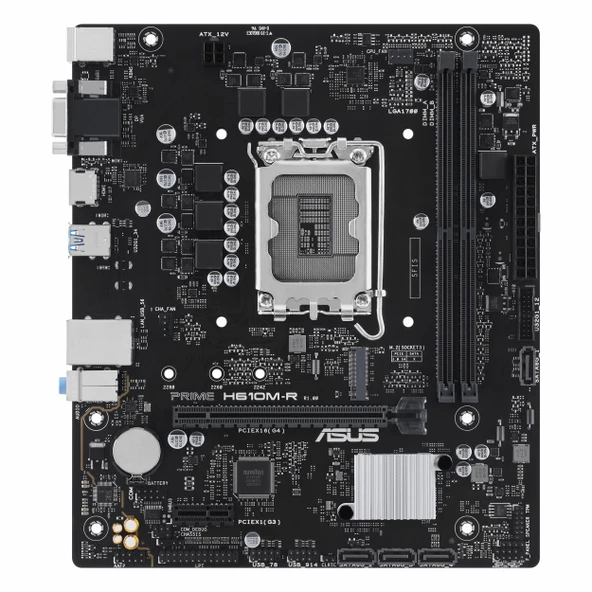 Asus Prime H610M-R-SI DDR5 (5600MHz)OC M.2 VGA/HDMI/DP PCIe 4.0 1700P mATX Anakart - Resim 2