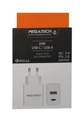 Megatech 20w Beyaz USB-C USB-A  Şarj Kafa QC:3.0-PD:3.0 - Resim 2
