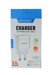 Megatech CC-03 (MT-Cl34) 3.4A Lightning Usb Kablo + Ev Şarj Adaptörü Hızlı Şarj - 4