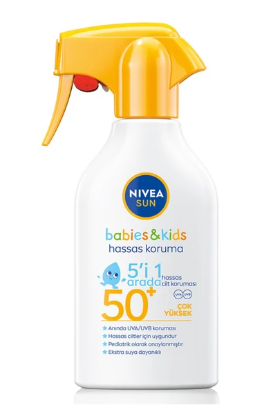Nivea Sun Bebek & Çocuk Güneş Spreyi SPF 50 – 270 ml | Hassas Ciltler İçin Yüksek Koruma | Suya Dayanıklı Güneş Koruyucu ürün görseli