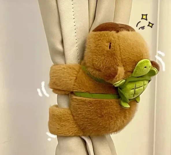 Çantalı Tutunan Kapibara Peluş Oyuncak Figür 17 Cm Yüksek Kalite Kola Yapışan Kapibara kahverengi - 2