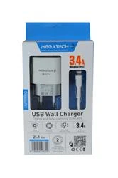 Megatech CC-03 (MT-Cl34) 3.4A Lightning Usb Kablo + Ev Şarj Adaptörü Hızlı Şarj - 3