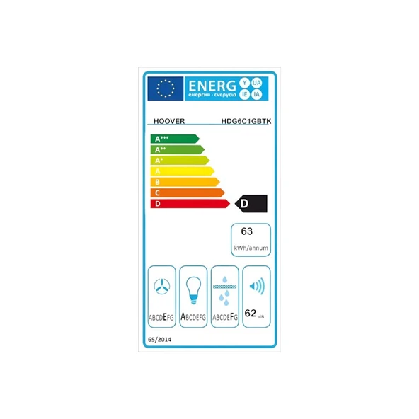 Hoover HDG6C1GBTK Siyah Duvar Tipi Davlumbaz - Resim 4