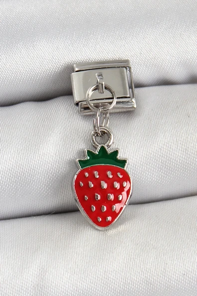 CEYLAN ADAM 316L Çelik Sallantılı Çilek Model Gümüş Renk Nomination Charm