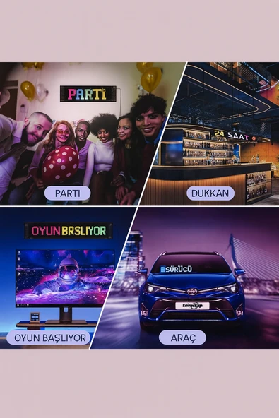 Programlanabilir LED İşaretler  İç Mekan için Mesaj Kaydırma LED Ekran  Esnek LED Reklam 60CM İşareti Bluetooth APP  Özel Editör Animasyonları - 6