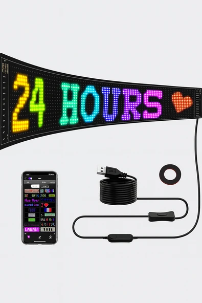 Programlanabilir LED İşaretler  İç Mekan için Mesaj Kaydırma LED Ekran  Esnek LED Reklam 60CM İşareti Bluetooth APP  Özel Editör Animasyonları