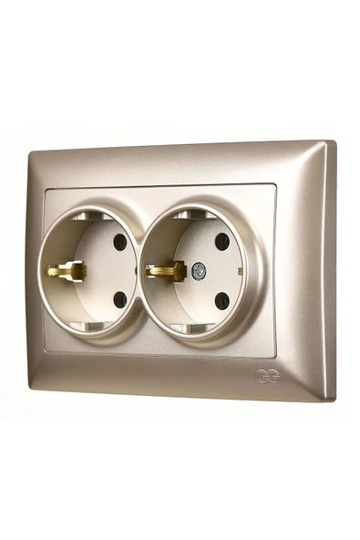 Günsan Visage Metalik Bej Ikili Topraklı Priz - Resim 2