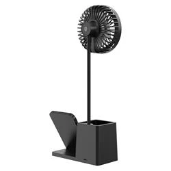 S-link SL-M9055 Siyah TypeC 10W Kablosuz Şarj Cihazı Fanlı Kalemlikli Masa Lambası - 4